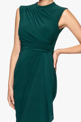 "Patricia" Long Jersey Knit Ruffle Sleeveless Dress