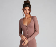 Cute As A Button V-Neck Midi Dress