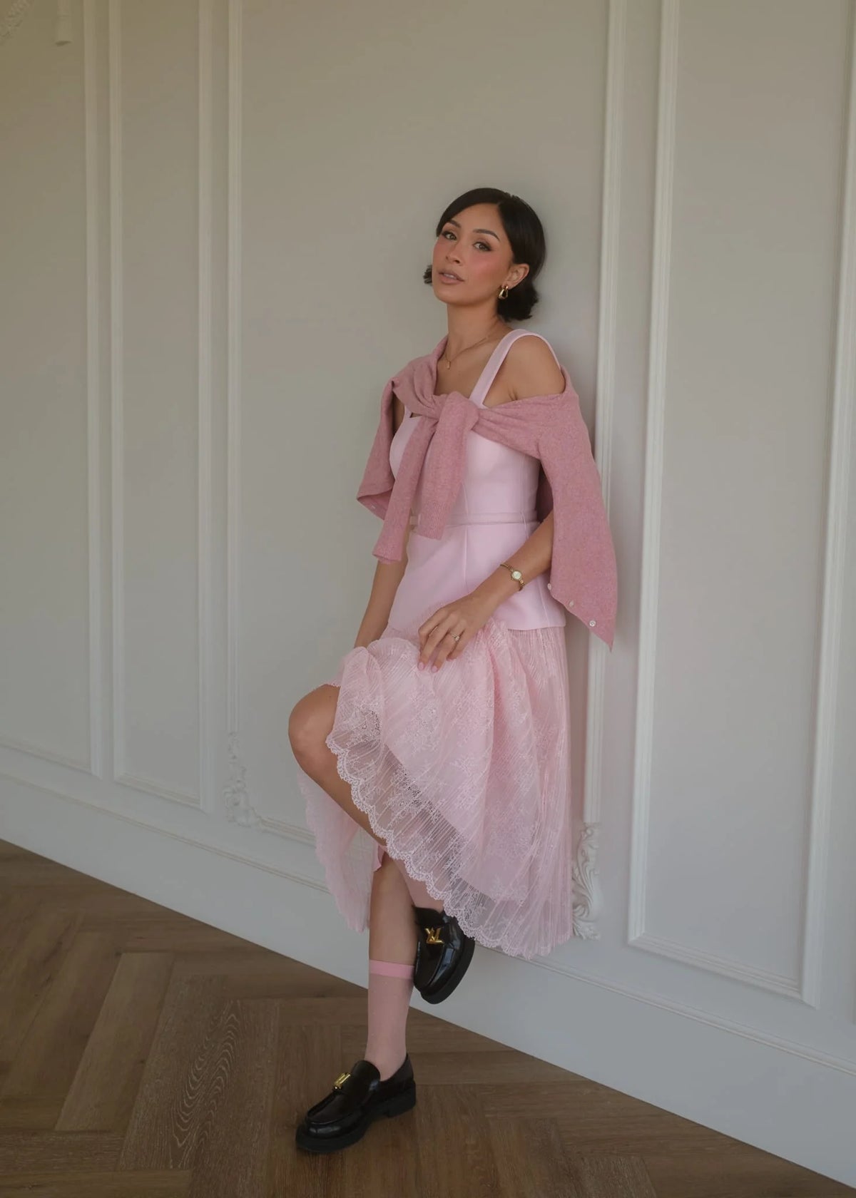 Jackie Peplum Belted Dress - Pink