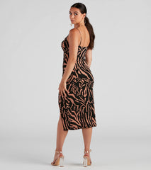 So Sleek Zebra Print Midi Dress