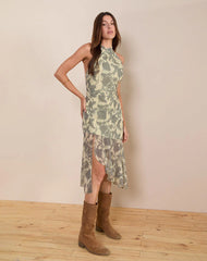 Tanta Midi Dress in Blurred Floral Yellow