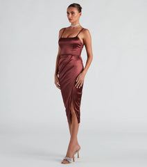 Cocktail Glam Satin Midi Dress