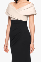 "Yasmeen" Long Off The Shoulder Scuba Crepe Gown