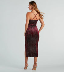 Time For Glitz Glitter Velvet Midi Dress